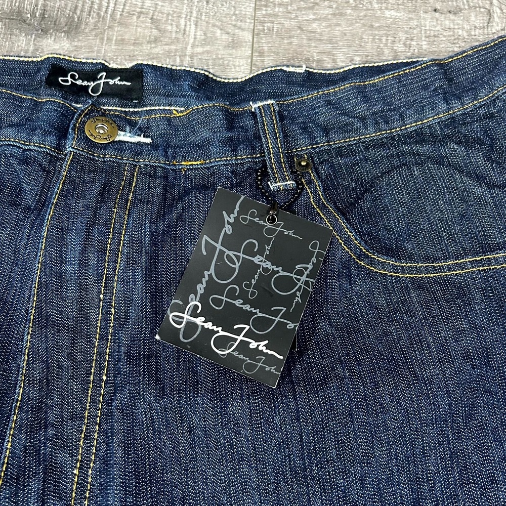 VTG Y2K Sean John Bermuda Shorts Men's 40 Blue Denim Oversized Baggy Hip Hop - Picture 2 of 9